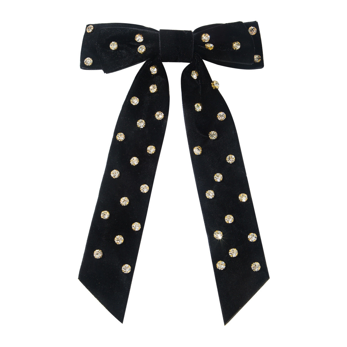 Hairpin Flocking High-End Diamond Spring Clip Double-Layer Bow Fashionable Ladylike Elegant Versatile Hair